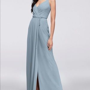 DOUBLE-STRAP LONG GEORGETTE BRIDESMAID WRAP DRESS NWT